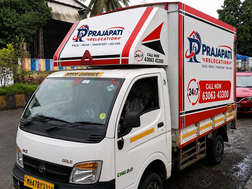 Prajapati Relocation branded Tata Ace available for local goods transport in Thane, Navi Mumbai and Mumbai